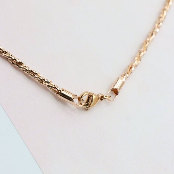 Elegant Rose Gold Twisted Rope Chain Necklace, XPNL0289 - Picture 9 of 10